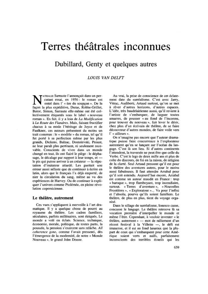 Terres théâtrales inconnues. Dubillard, Genty et quelques autres
 – page 1