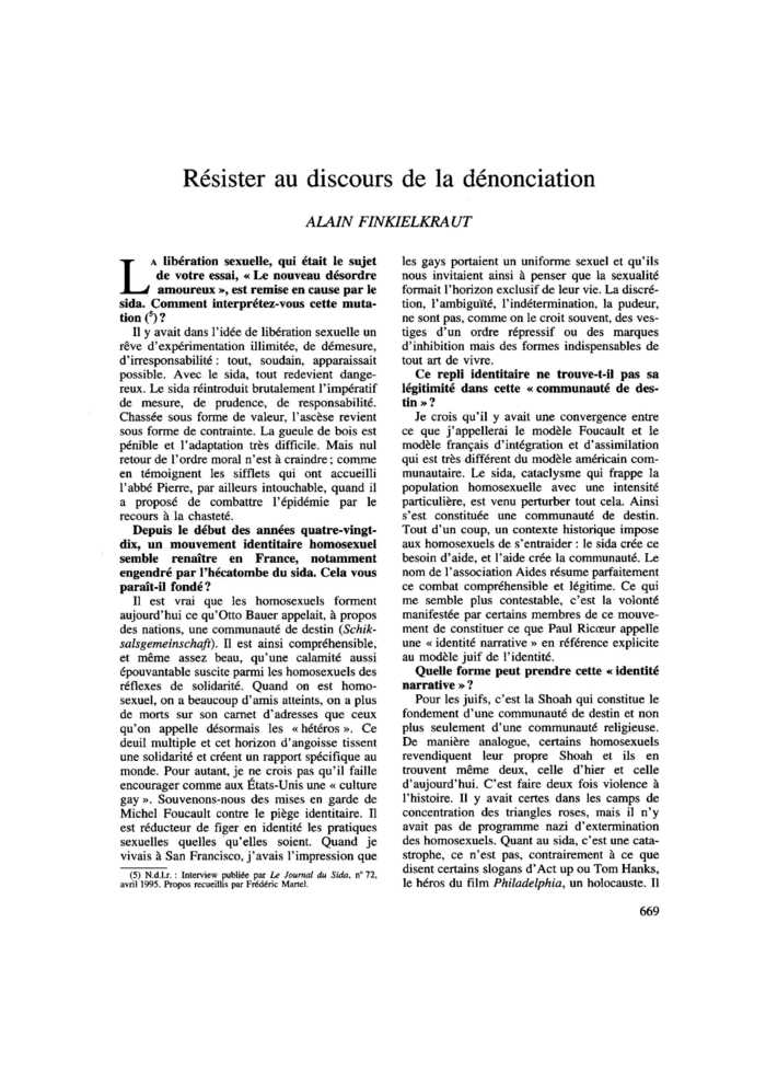Résister au discours de la dénonciation
 – page 1