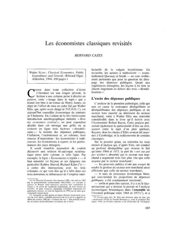 Les économistes classiques revisités
 – page 1