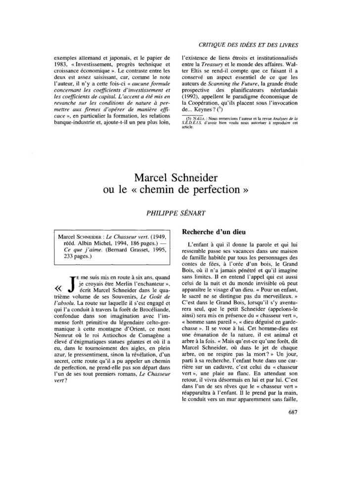 Marcel Schneider ou le « chemin de perfection »
 – page 1