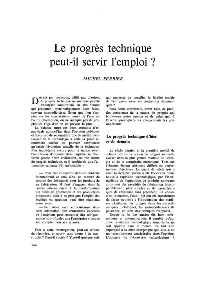 Le progrès technique peut-il servir l’emploi ?
 – page 1