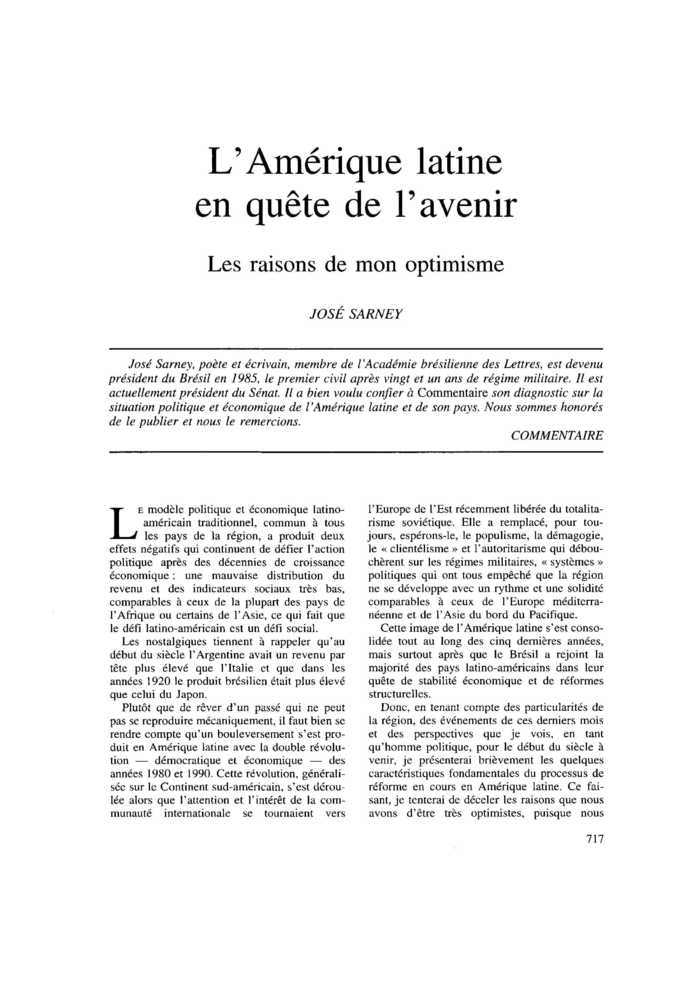 L’Amérique latine en quête de l’avenir
 – page 1
