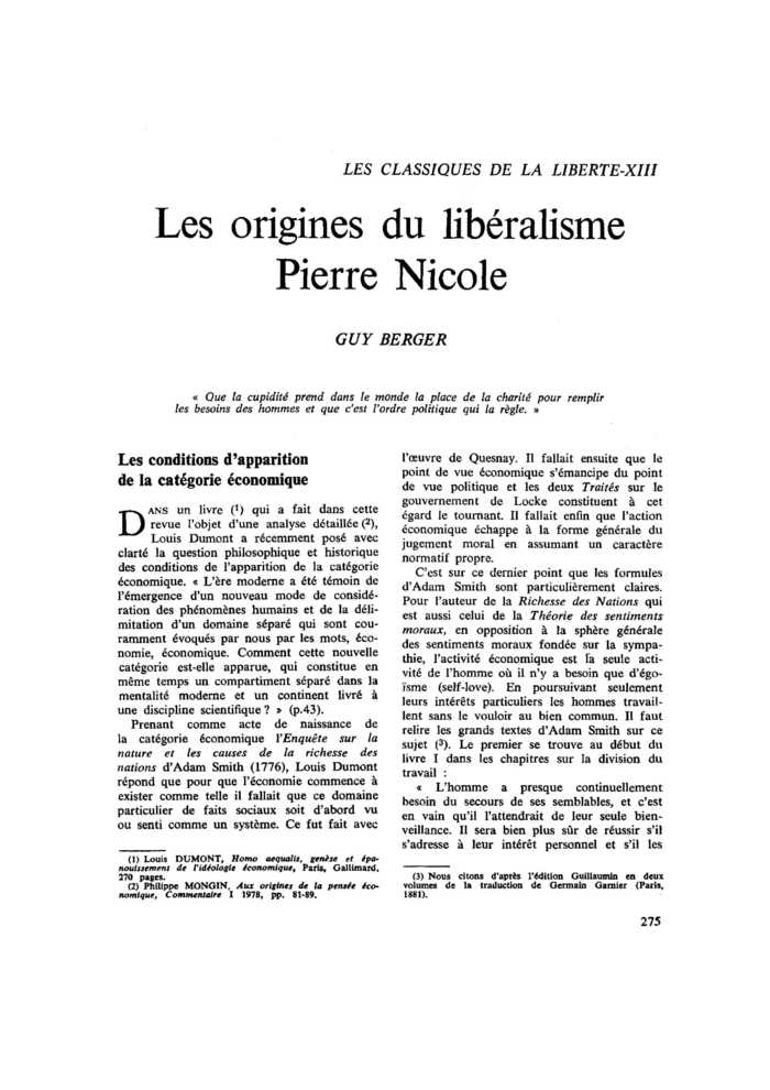 Les origines du libéralisme. Pierre Nicole
 – page 1