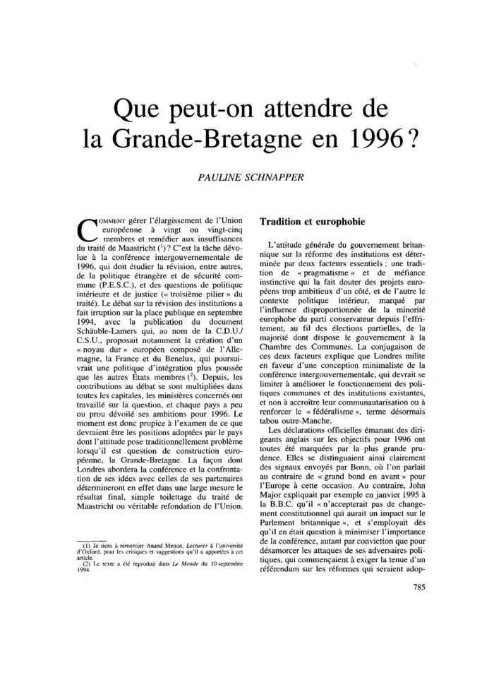 Que peut-on attendre de la Grande-Bretagne en 1996 ?
 – page 1