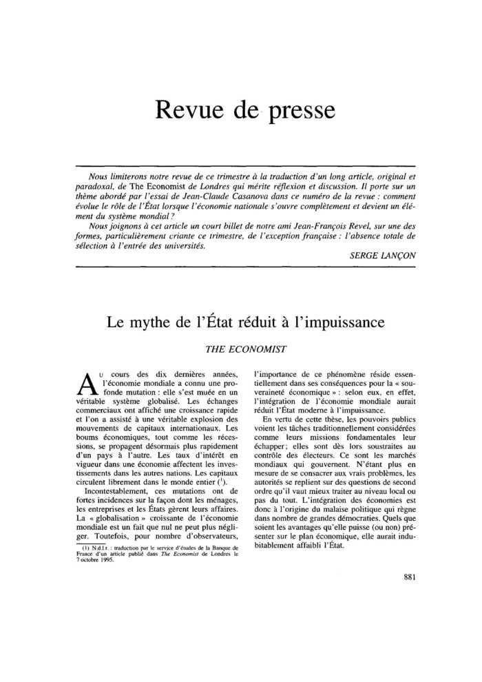 Revue de presse
 – page 1
