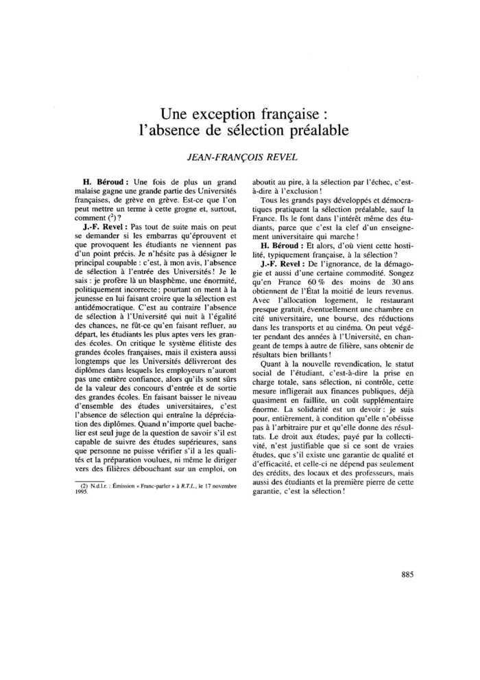 Une exception française : l’absence de sélection préalable
 – page 1