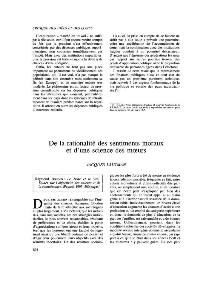 De la rationalité des sentiments moraux et d’une science des mœurs
 – page 1