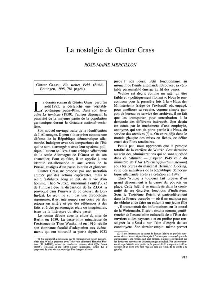 La nostalgie de Gunter Grass
 – page 1