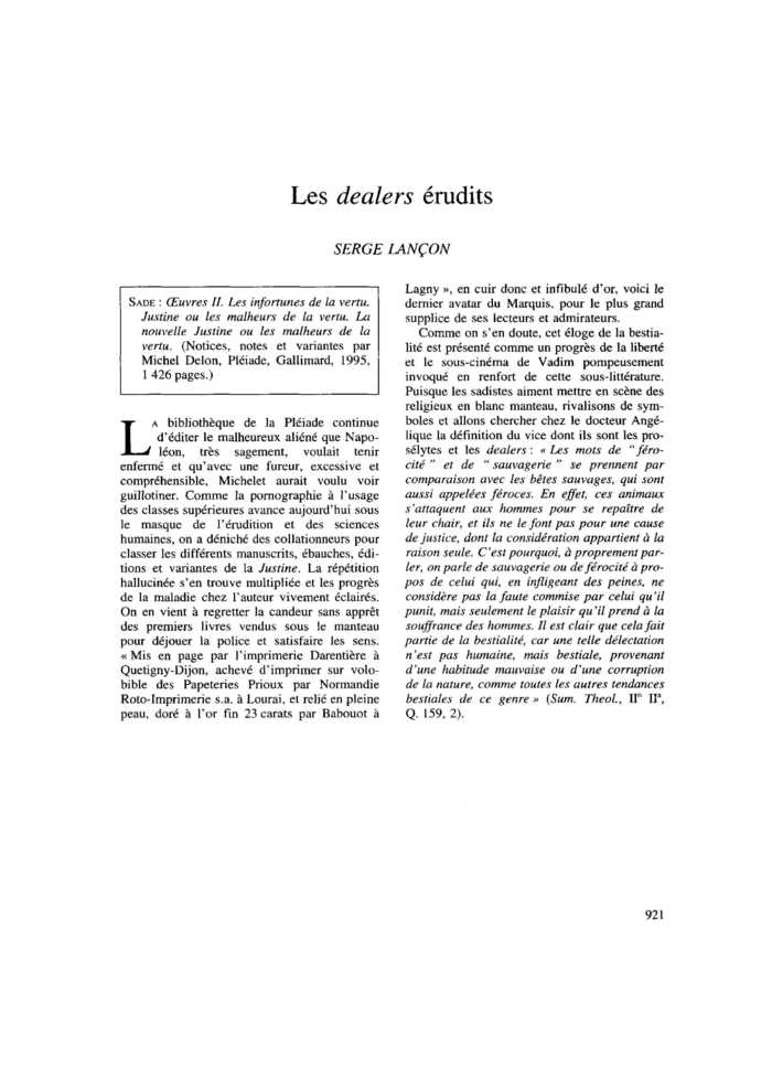 Les dealers érudits
 – page 1