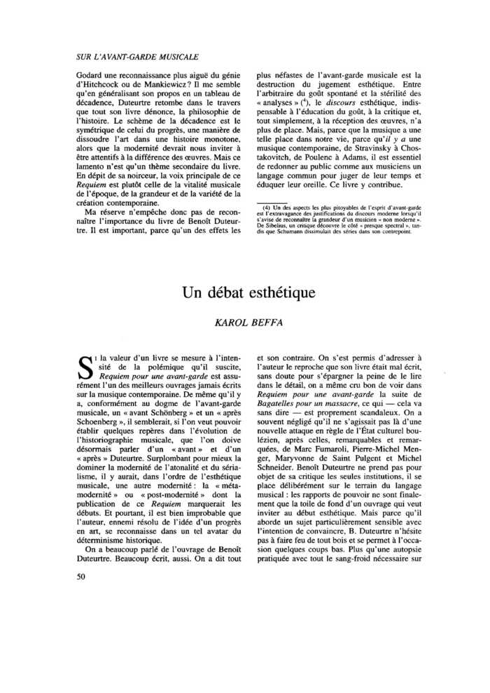 Un débat esthétique
 – page 1