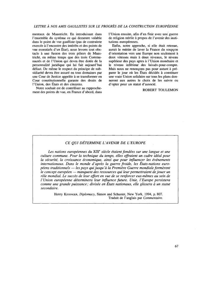 CE QUI DÉTERMINE L’AVENIR DE L’EUROPE
 – page 1