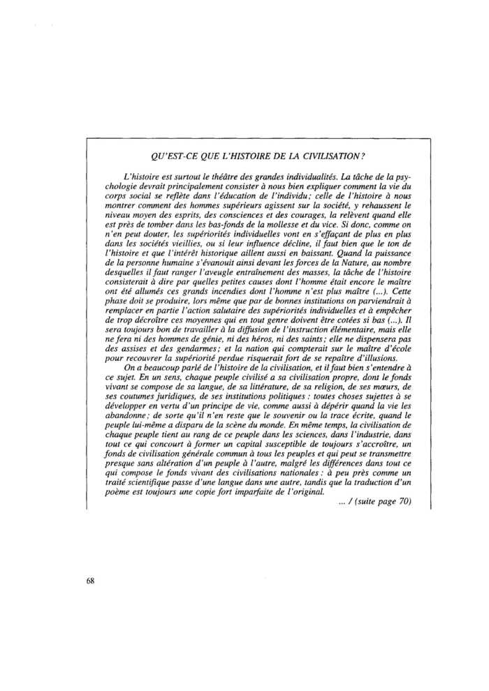 QU’EST-CE QUE L’HISTOIRE DE LA CIVILISATION ?
 – page 1
