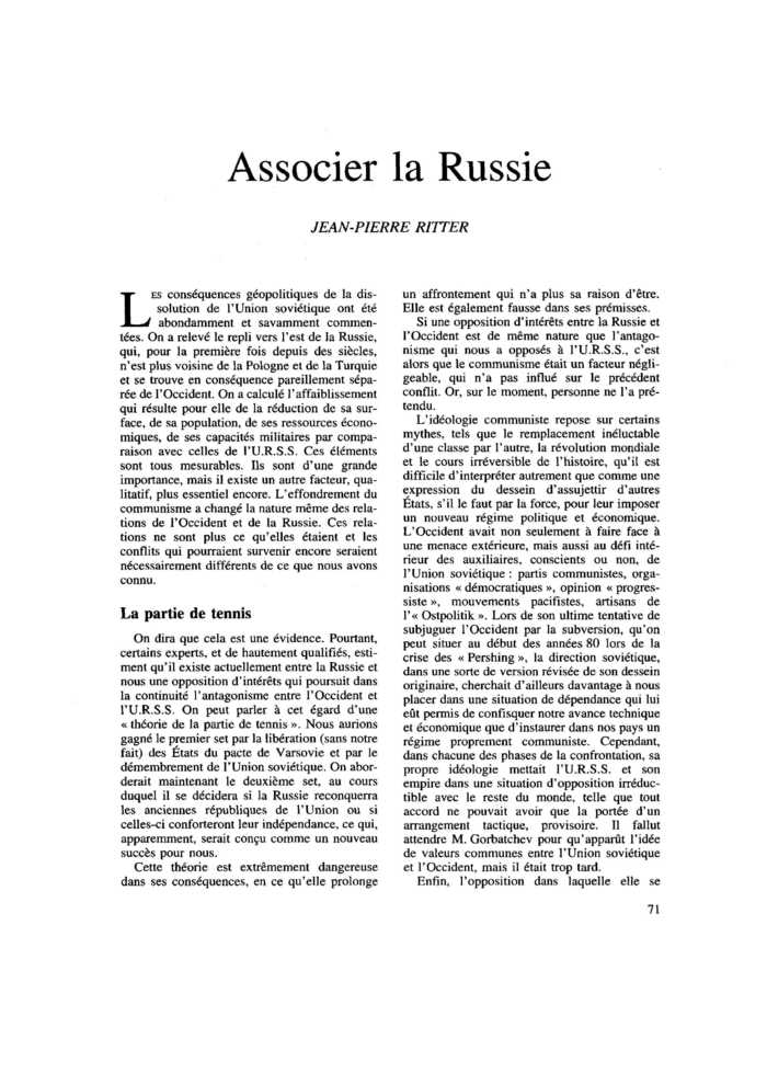 Associer la Russie
 – page 1