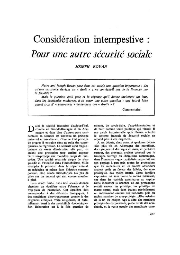 Considération intempestive : Pour une autre sécurité sociale
 – page 1