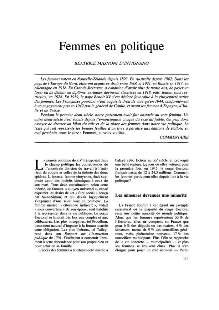 Femmes en politique
 – page 1