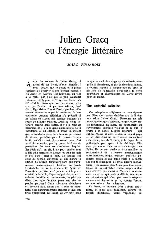 Julien Gracq ou l’énergie littéraire
 – page 1