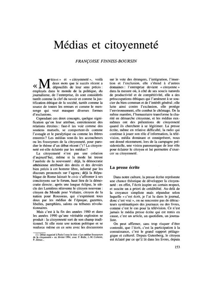 Médias et citoyenneté
 – page 1