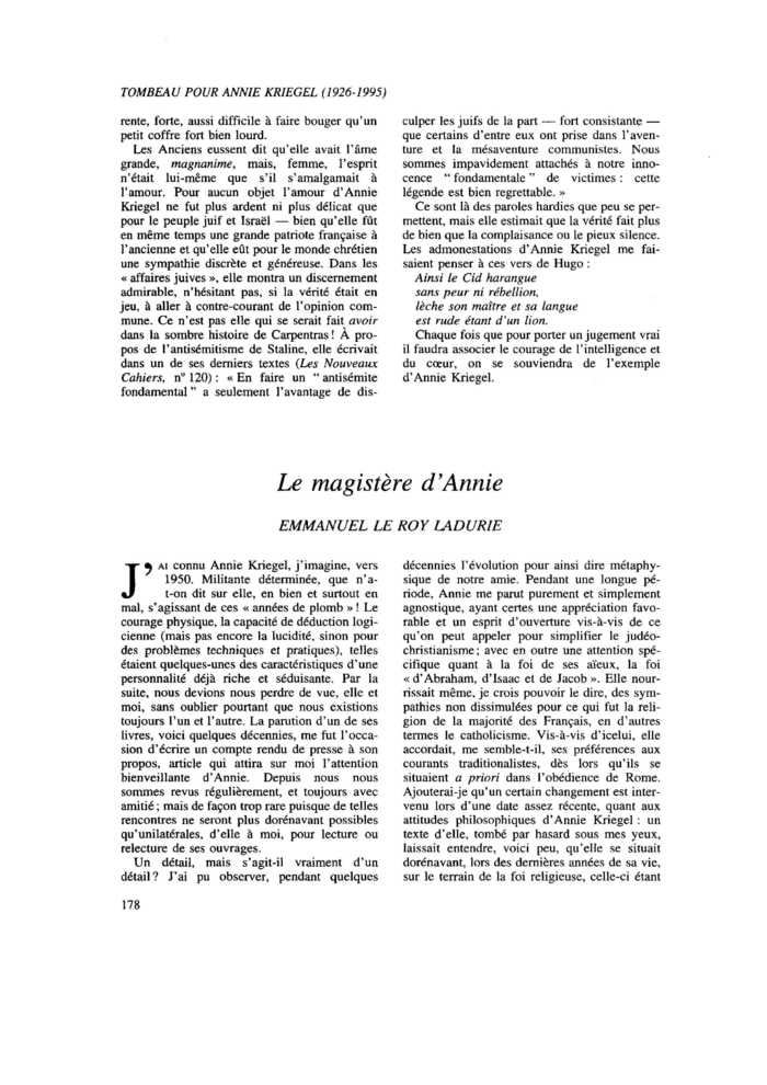 Le magistère d’Annie
 – page 1