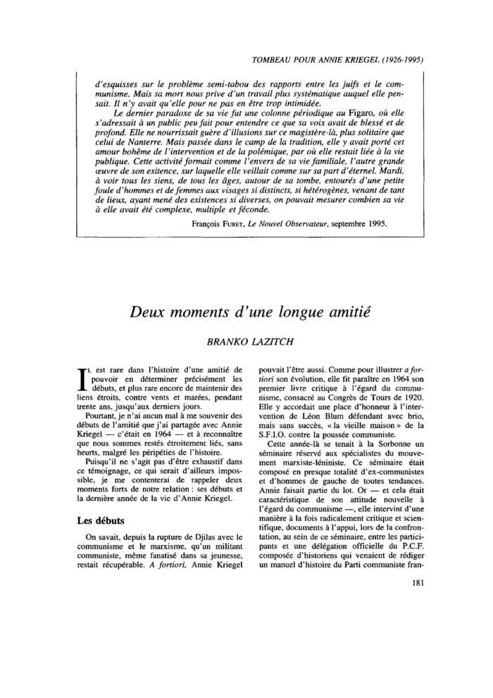 Deux moments d’une longue amitié
 – page 1