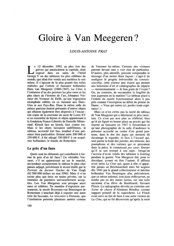Gloire à Van Meegeren ?
 – page 1
