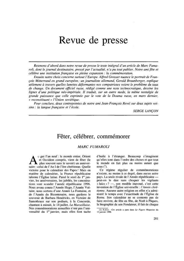 Revue de presse
 – page 1