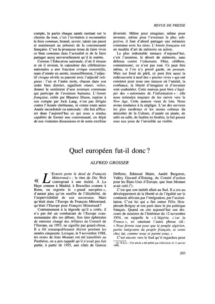 Quel européen fut-il donc ?
 – page 1