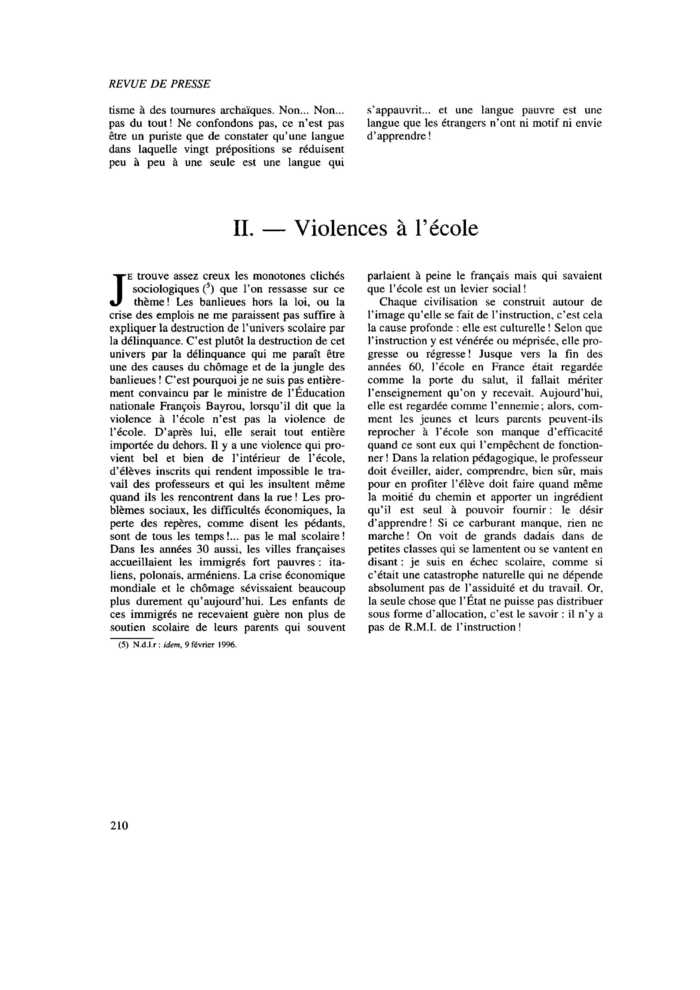 II. Violences à l’école
 – page 1