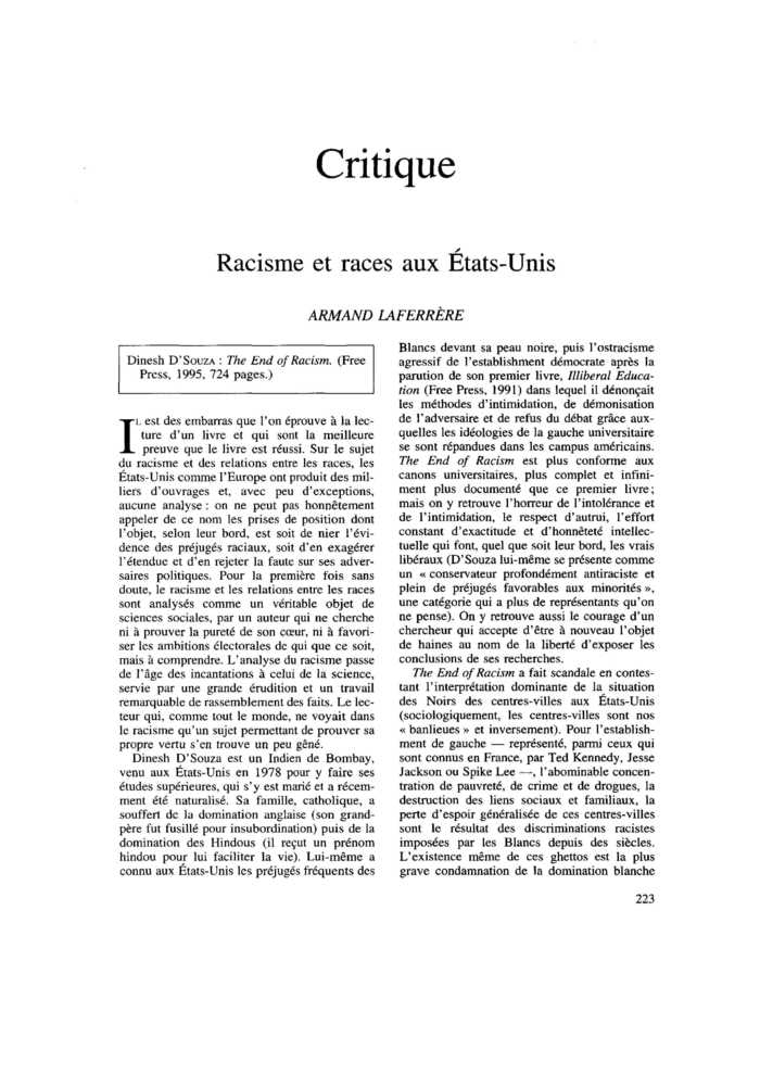 Racisme et races aux États-Unis
 – page 1