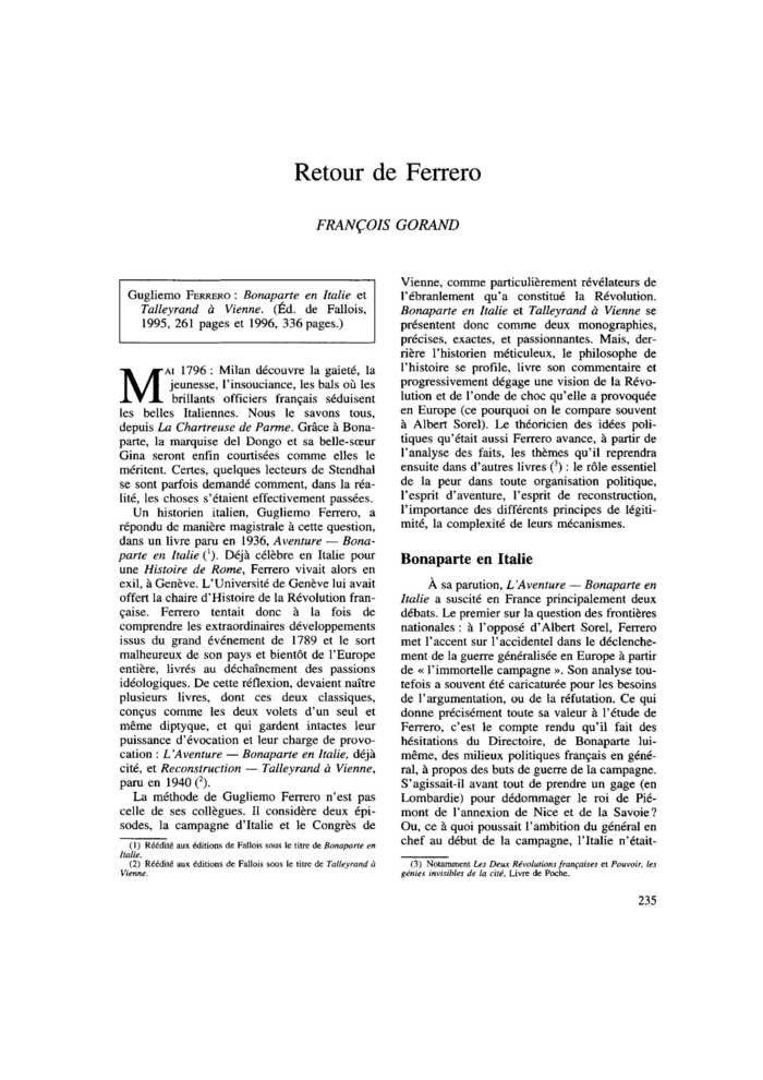 Retour de Ferrero
 – page 1
