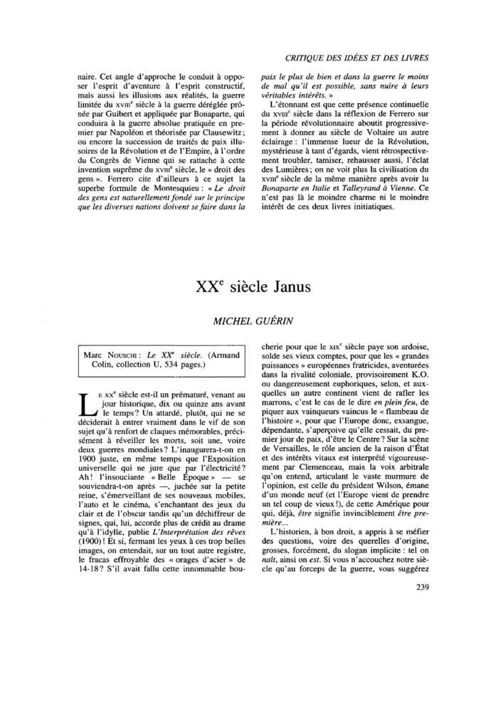 XXe siècle Janus
 – page 1