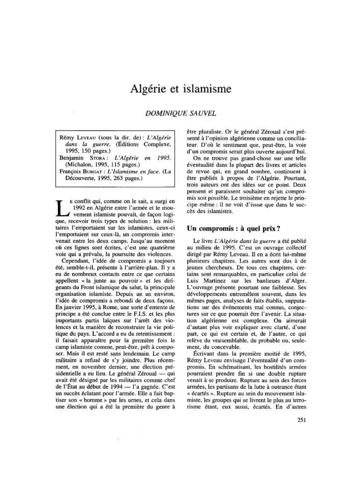 Algérie et islamisme
 – page 1