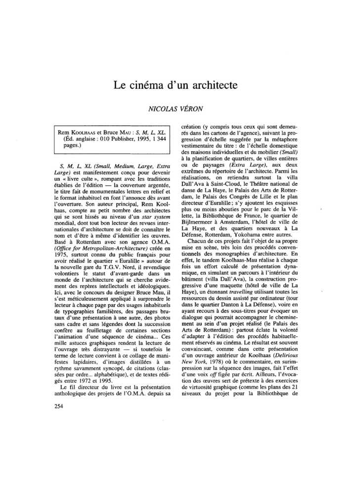 Le cinéma d’un architecte
 – page 1