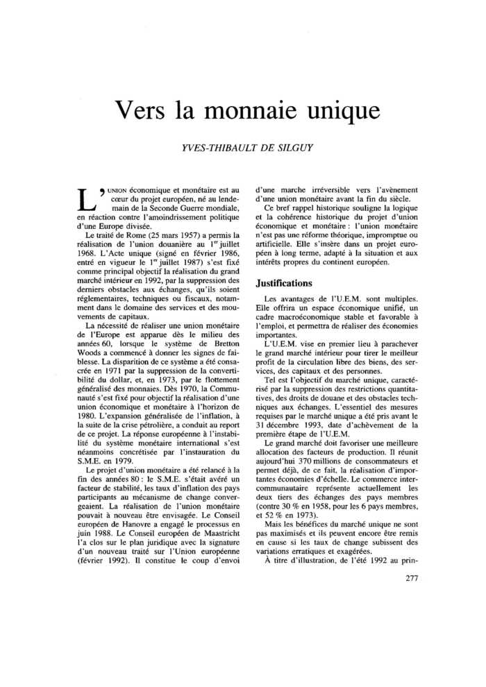 Vers la monnaie unique
 – page 1