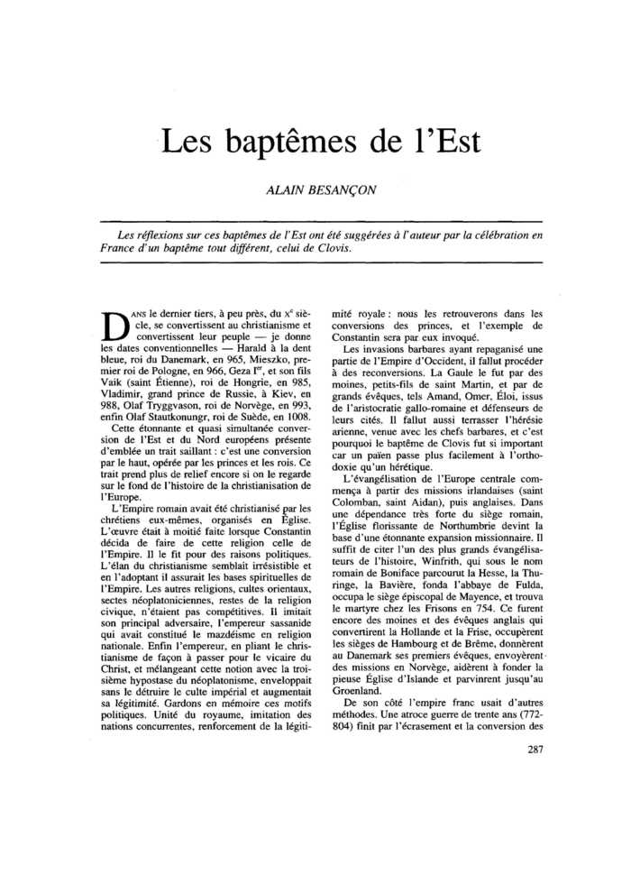 Les baptêmes de l’Est
 – page 1