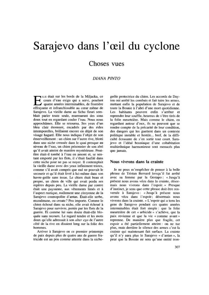 Sarajevo dans l’œil du cyclone. Choses vues
 – page 1
