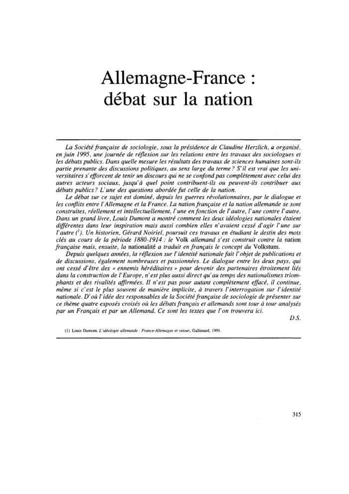 Allemagne-France : débat sur la nation
 – page 1