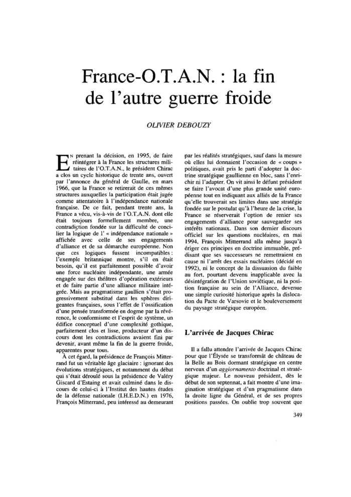 France – O.T.A.N. : la fin de l’autre guerre froide
 – page 1