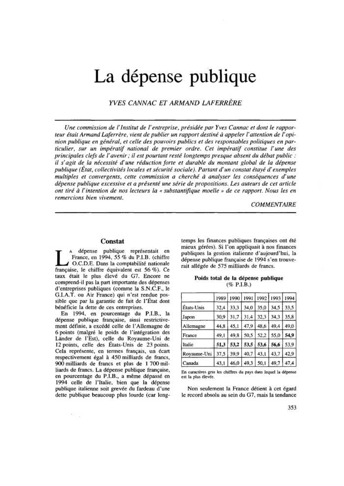 La dépense publique
 – page 1
