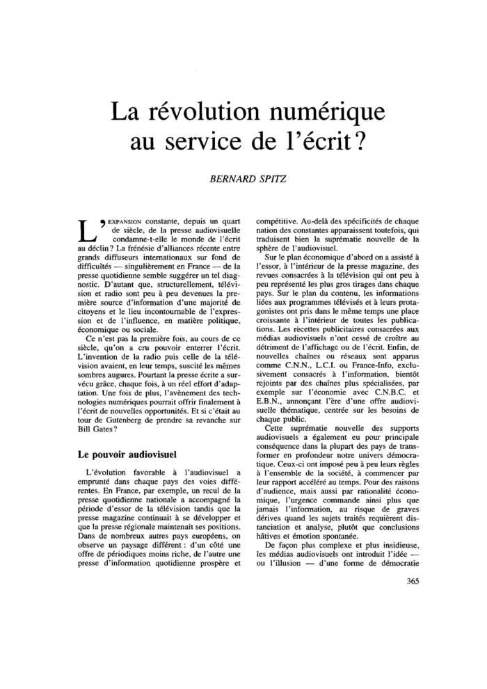 La révolution numérique au service de l’écrit ?
 – page 1