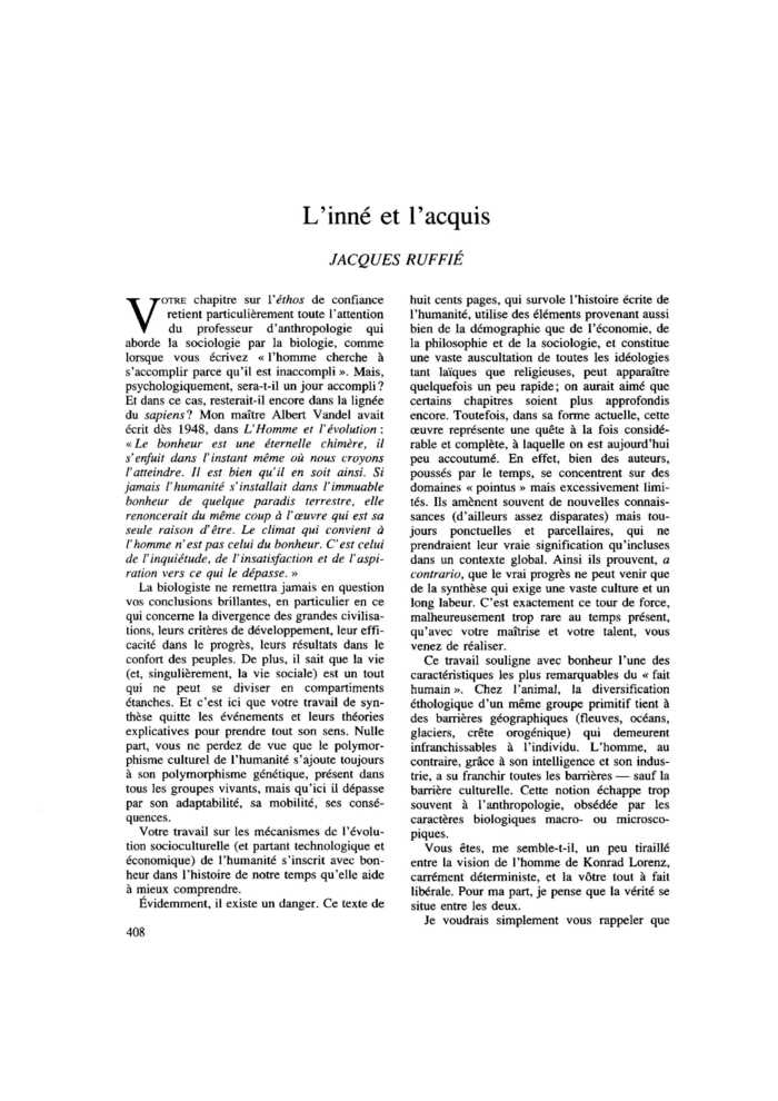 L’inné et l’acquis
 – page 1