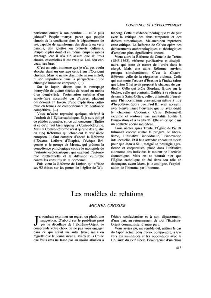 Les modèles de relations
 – page 1