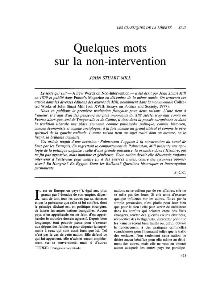 Quelques mots sur la non-intervention
 – page 1