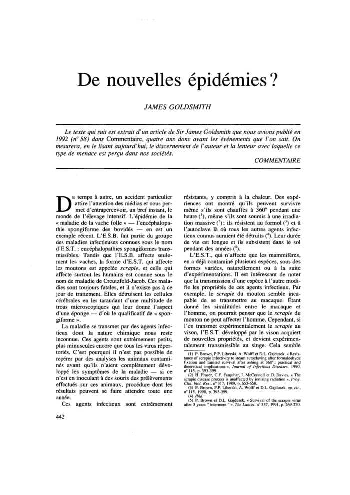 De nouvelles épidémies ?
 – page 1