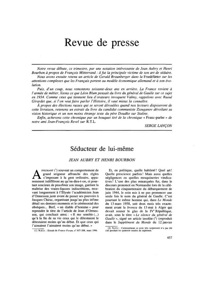 Revue de presse
 – page 1