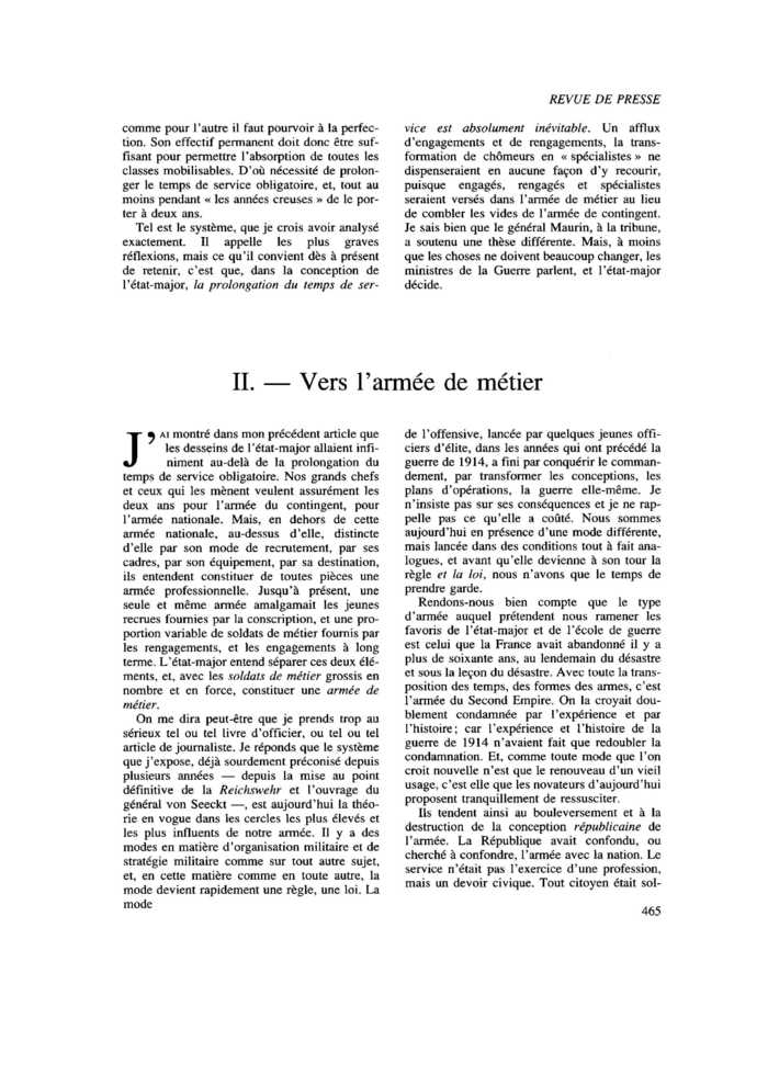 II. Vers l’armée de métier
 – page 1