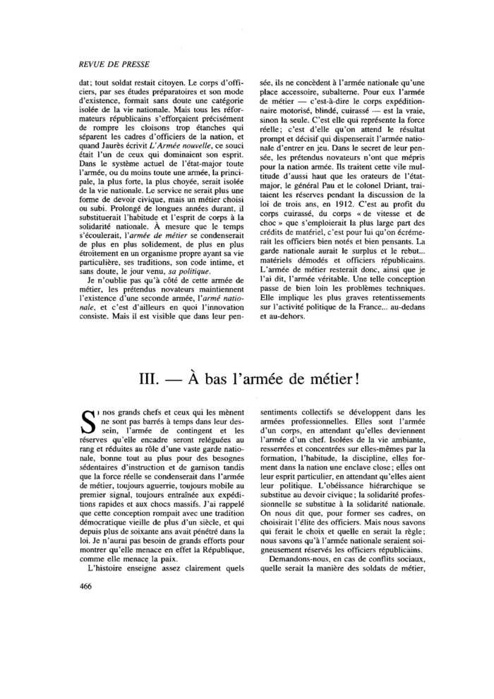 III. À bas l’armée de métier !
 – page 1