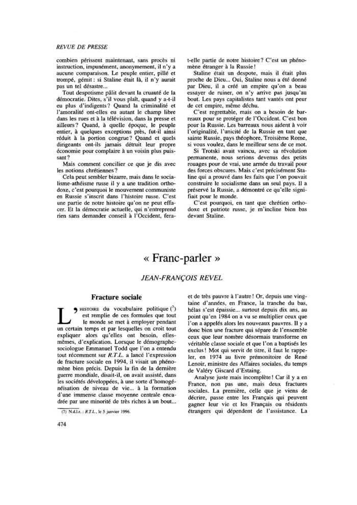 « Franc-parler »
 – page 1