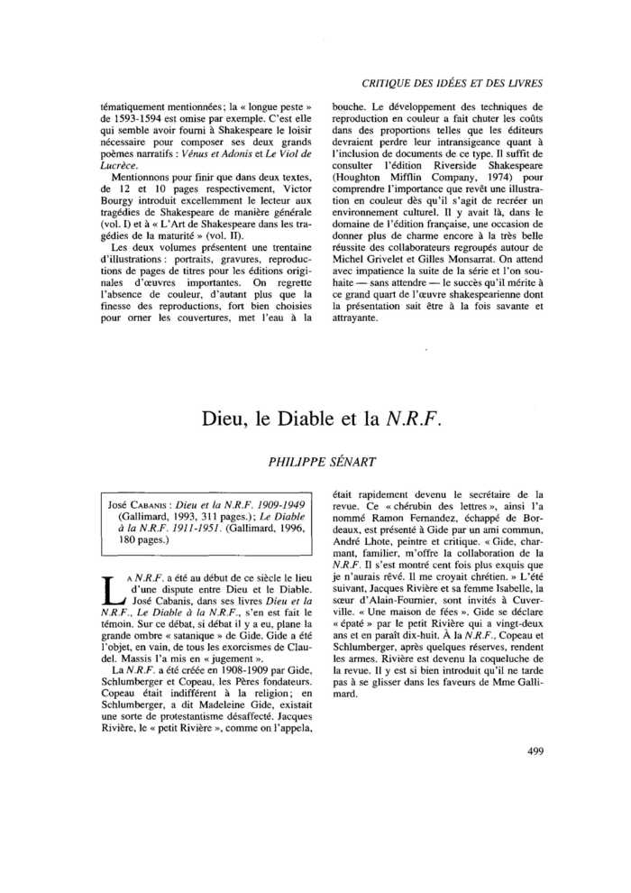 Dieu, le Diable et la N.R.F.
 – page 1