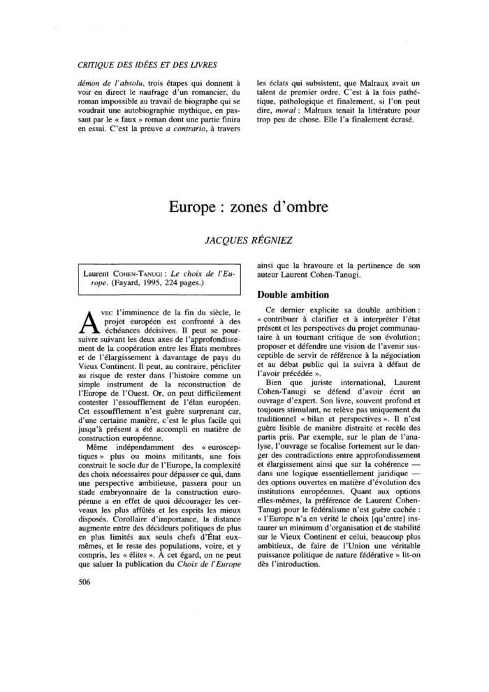 Europe : zones d’ombre
 – page 1