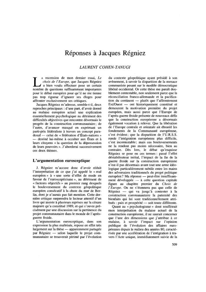 Réponses à Jacques Régniez
 – page 1